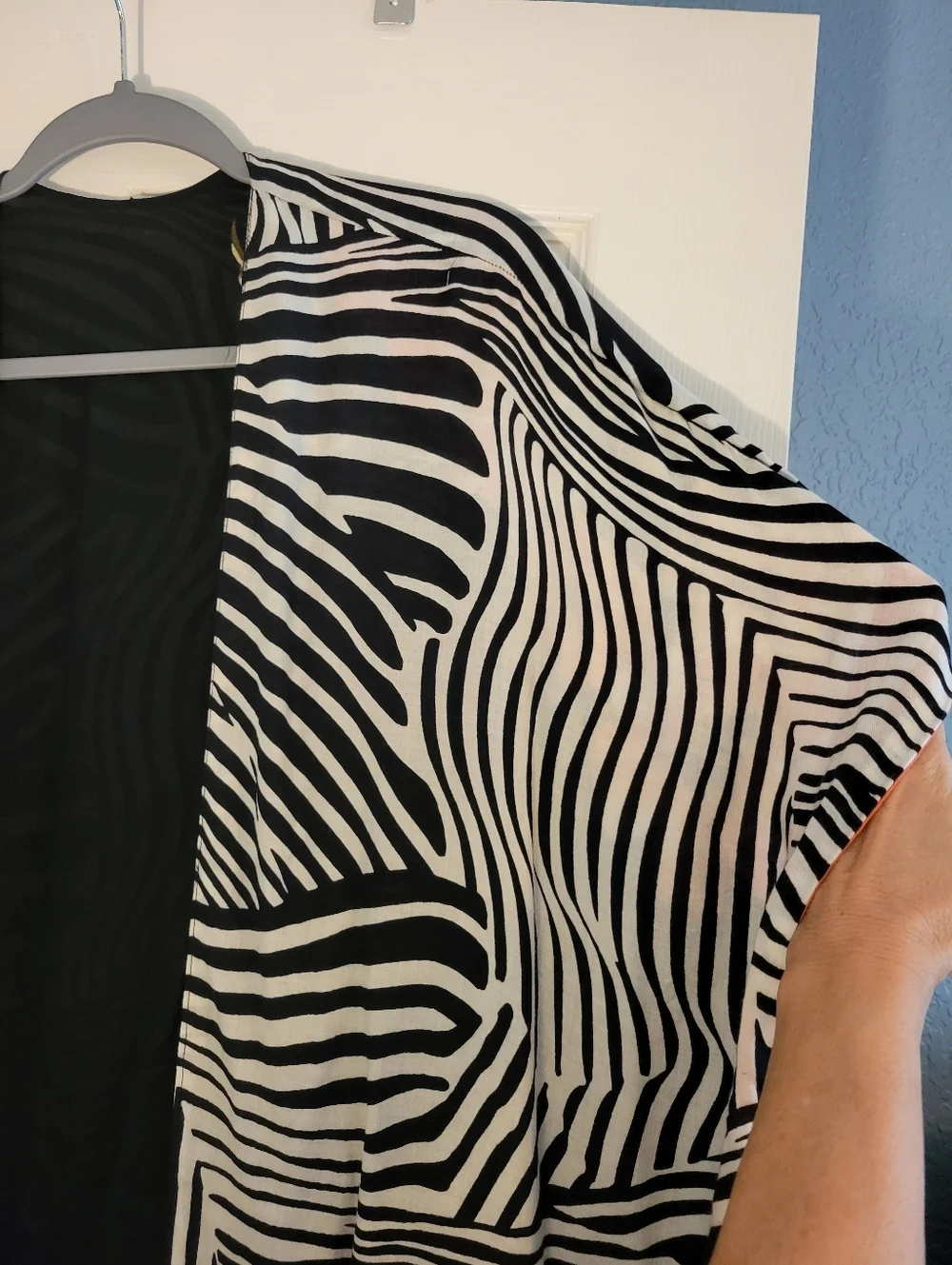 Chico's Black Zebra & Floral Swim Coverup with Coral Accents - Picture 9 of 10